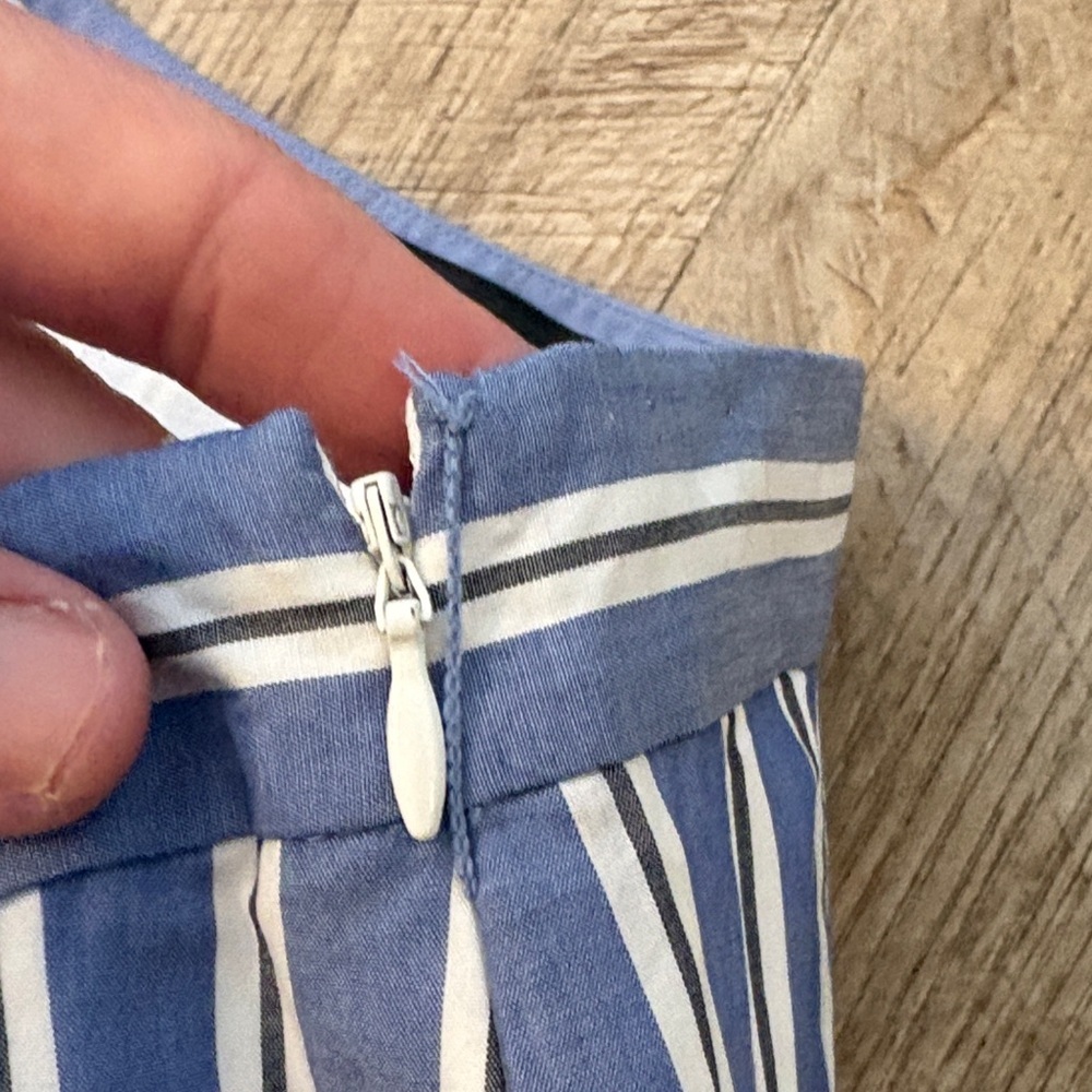 Talbots Blue and White Striped Ruffle Wrap Skirt - Picture 3 of 5